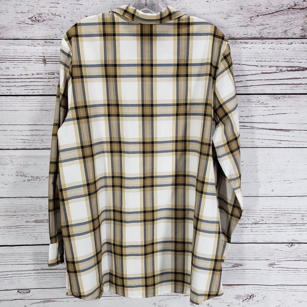 Blair White Brown Plaid Button Up Long Sleeve Shirt Size Large - Picture 12 of 12